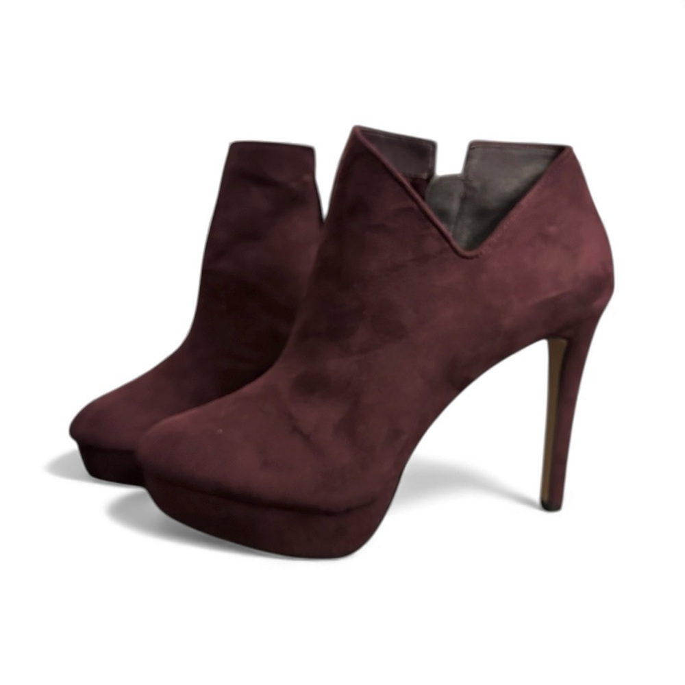 Jessica Simpson Raxen Platform Heels Booties Women’s Fashion Boots Wine 9.5 M